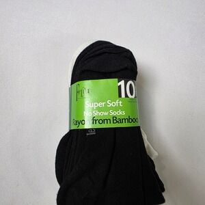 Felina No Show Socks Women 5-11 Black and White 10 Pair Rayon Bamboo Super Soft